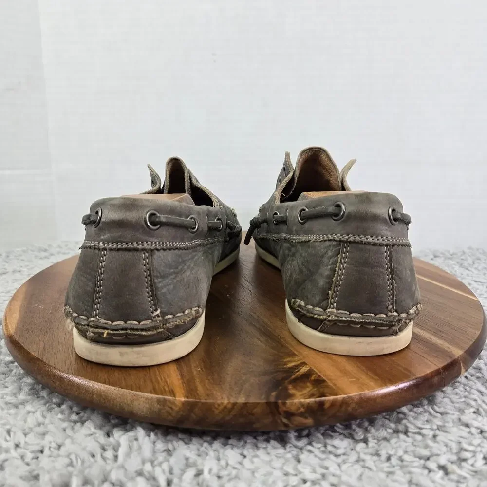 John Varvatos Star USA Mens 9M Gray Leather Laceless Daily Lifestyle Boat Shoe